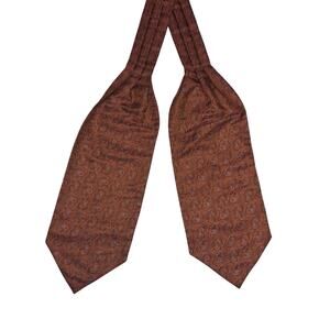 Carrot & Gibbs Handmade Pure Silk Ascot Cravat Orange and Red Paisley Pattern